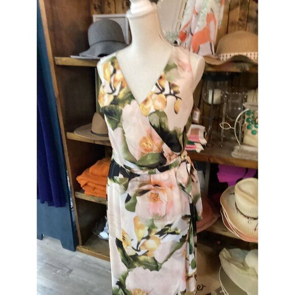Sangria Peach Floral Maxi Dress Size 6 - Picture 2 of 3